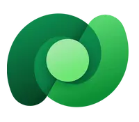 Logo Microsoft Dataverse avec deux formes ovales vertes entrelacées et un cercle vert clair au centre.